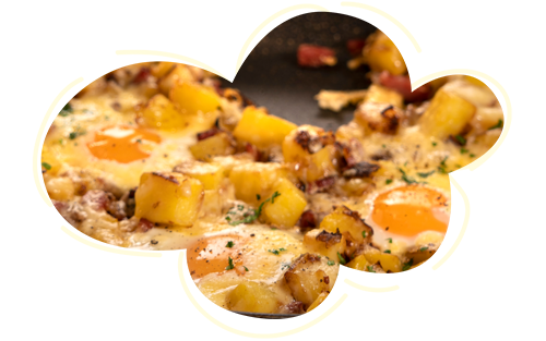 Cheesy Bacon & Egg Hash